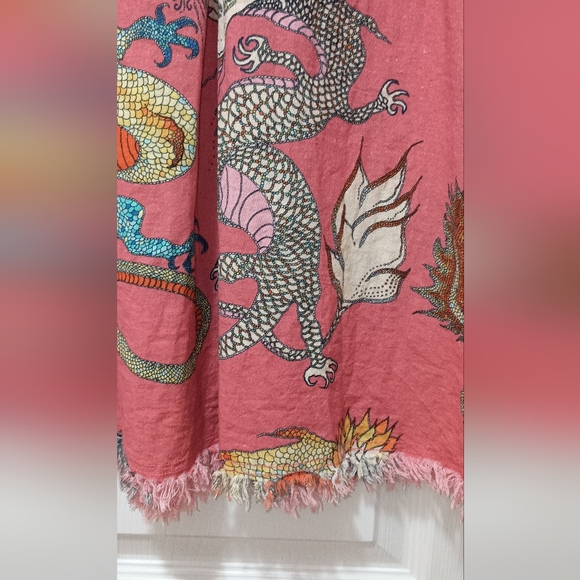 Dizzy Lizzy Chatham Drazon Print Linen pink Dress XSmall - Picture 11 of 11